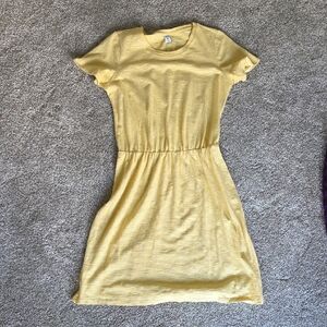 Old Navy Yellow Cotton Short Sleeve Crew Neck Dress